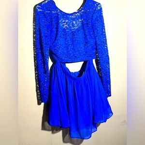 2-piece royal blue school dance dress.